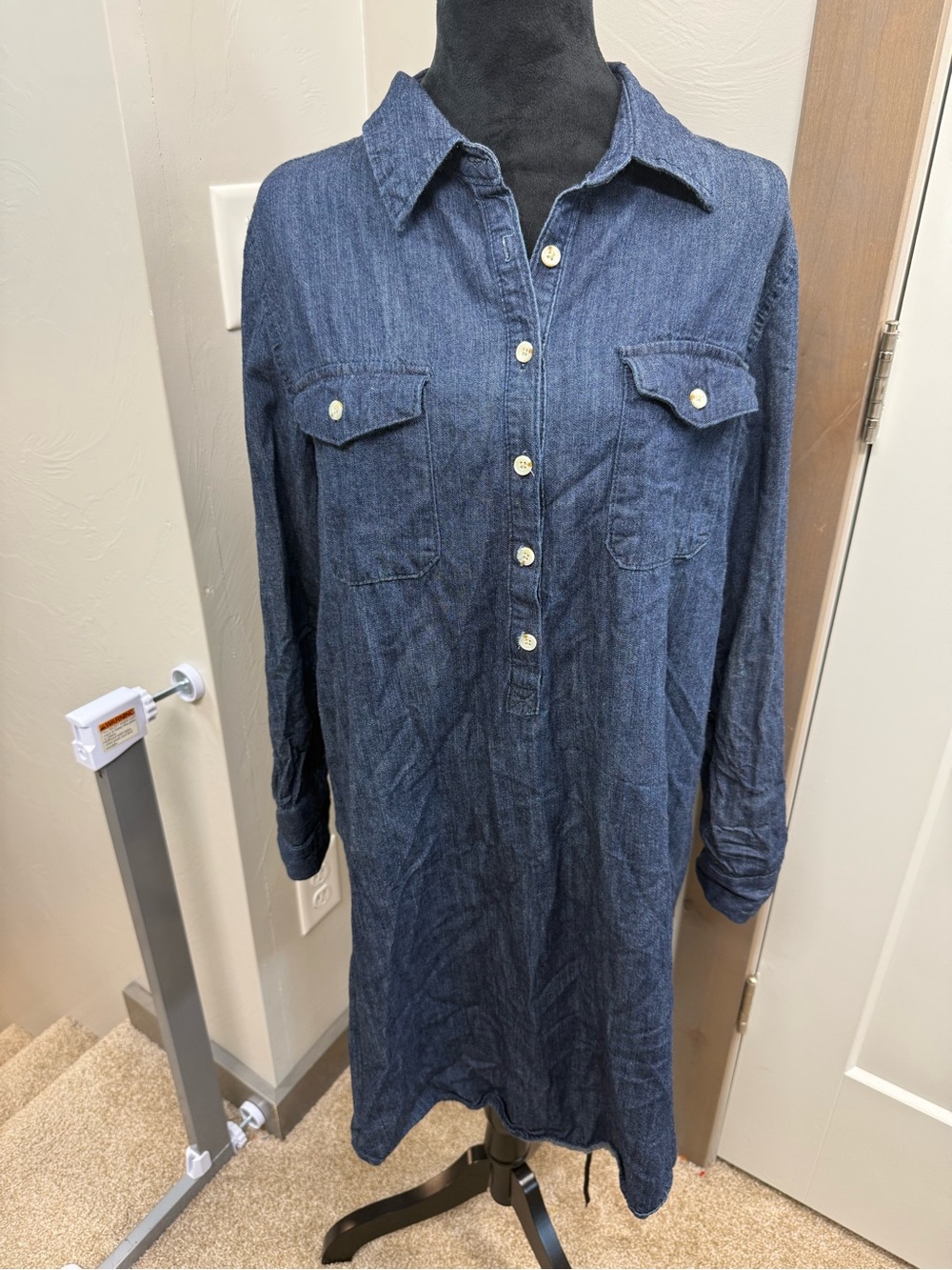 Universal Thread Jean Denim Popover Dress Mid Length Blue Conservative Cotton M